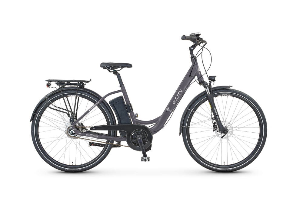 Alu E-Bike Prophete "e.City" 28", 7 G, Rh.: 46cm, E-novation Mittelmotor, Akku 461 Wh (grau matt)